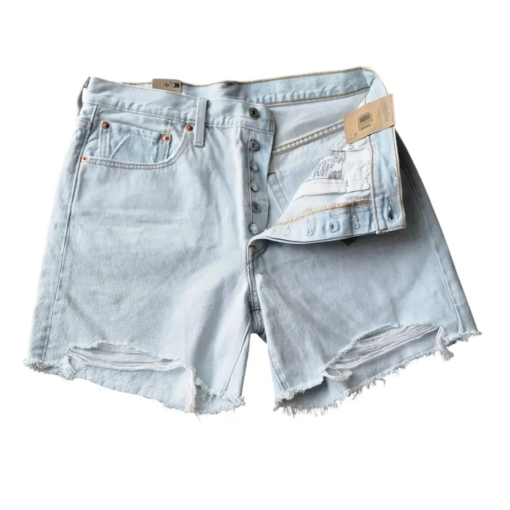 NWT Levi's 501 Distressed Button-Fly, High- Rise Shorts Size:31 Color: Fade Off - Picture 4 of 6